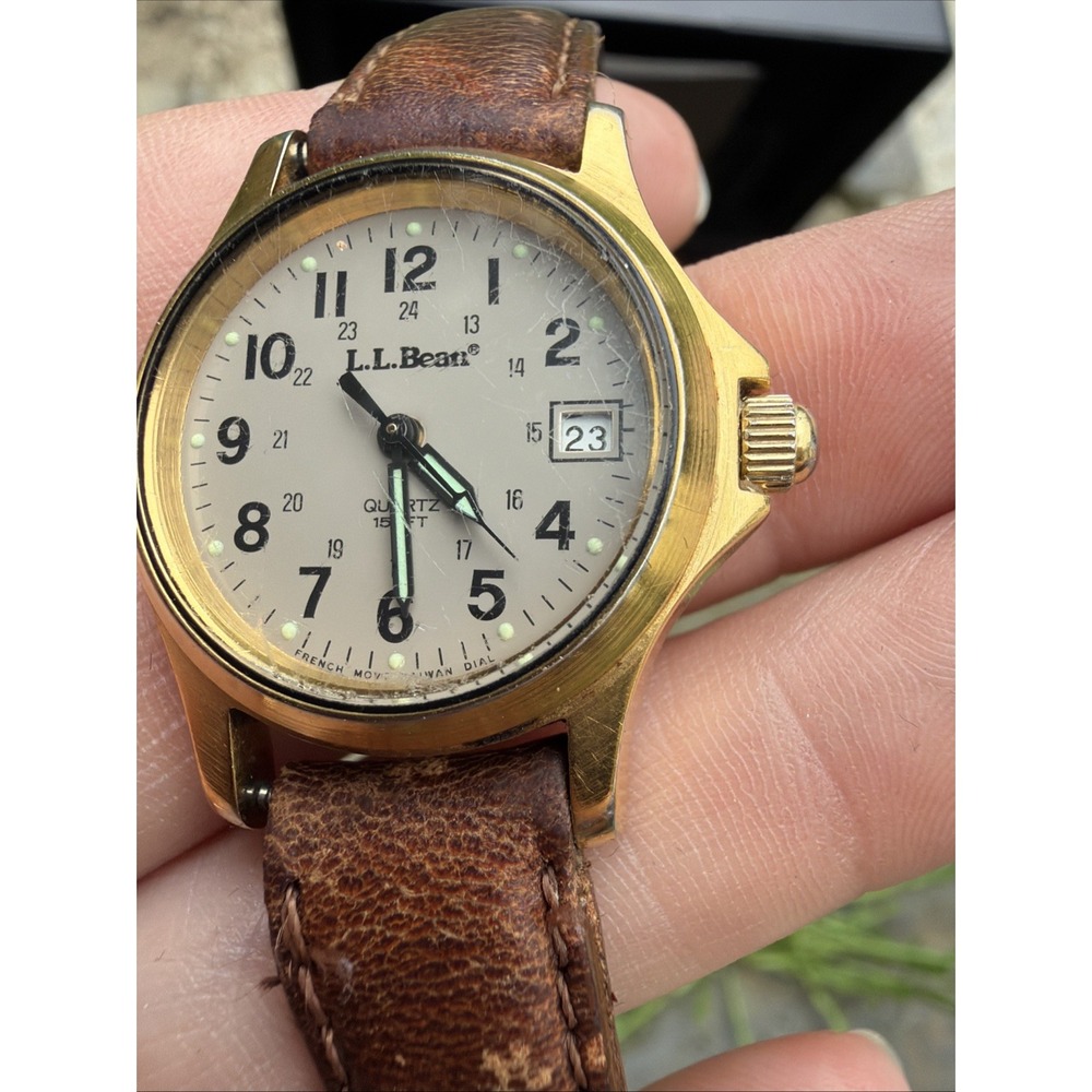 VTG L.L. Bean Quartz Analog Field Watch Boxed Set 3 Multi Leather Bands Rare - Picture 12 of 16